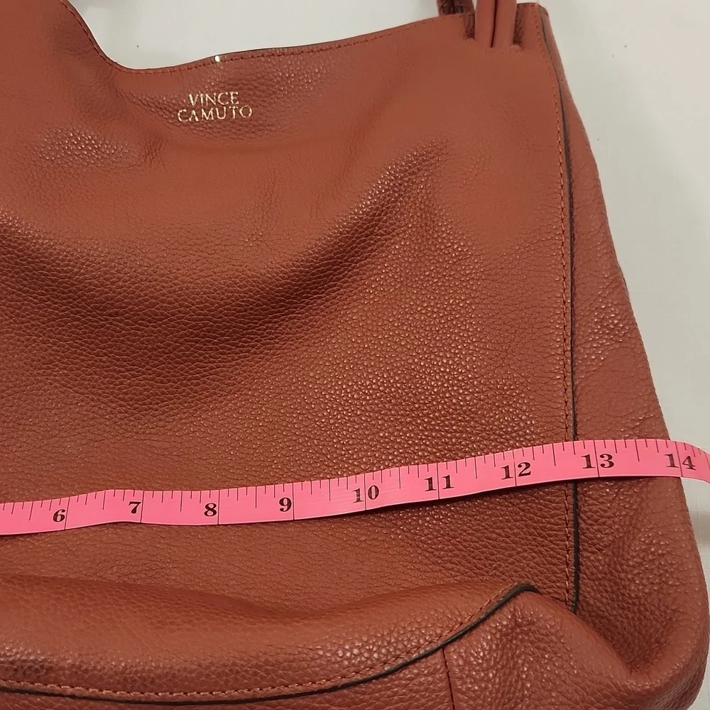 Vince Camuto Brown Orange Leather Hobo Bag.
